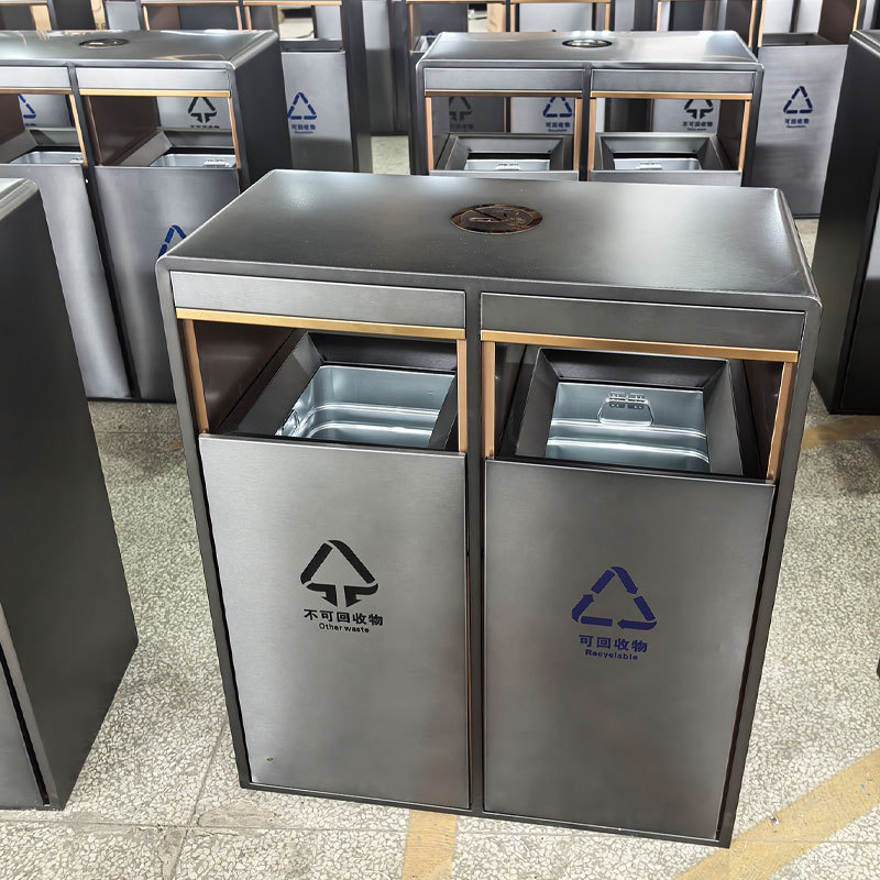 Stainless Steel Commercial Trash Can with Floor Slide - Arlau