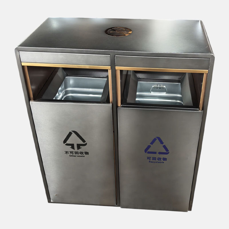Stainless Steel Commercial Trash Can with Floor Slide - Arlau