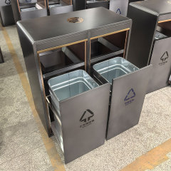 Stainless Steel Commercial Trash Can with Floor Slide - Arlau