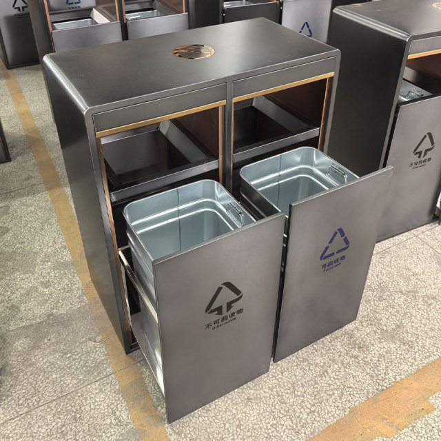 Stainless Steel Commercial Trash Can with Floor Slide - Arlau