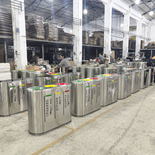 Durable 3-Compartment Stainless Steel Recycling Bin
