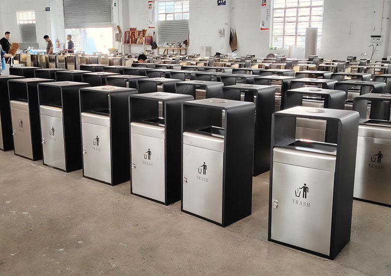 Commercial Trash Can - 40L Stainless Steel Outdoor Waste Bin