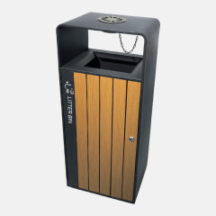 Durable Plastic Wood Outdoor Trash Can - Eco Friendly - yalau
