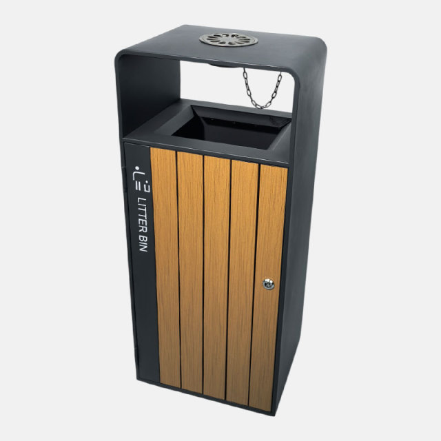 Durable Plastic Wood Outdoor Trash Can - Eco Friendly - yalau