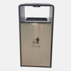 Commercial Trash Can - 40L Stainless Steel Outdoor Waste Bin