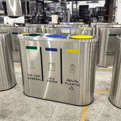 Durable 3-Compartment Stainless Steel Recycling Bin