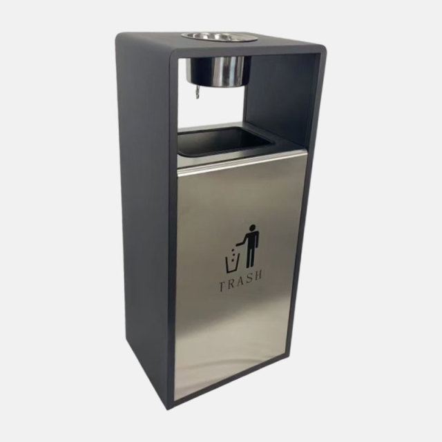 Commercial Trash Can - 40L Stainless Steel Outdoor Waste Bin