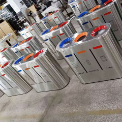 Durable 3-Compartment Stainless Steel Recycling Bin