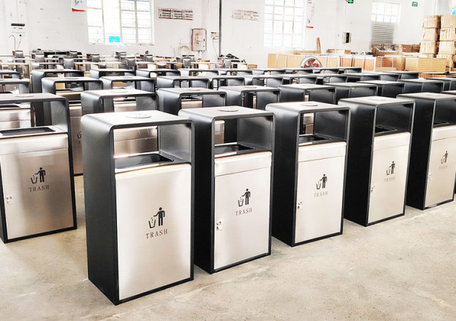 Commercial Trash Can - 40L Stainless Steel Outdoor Waste Bin