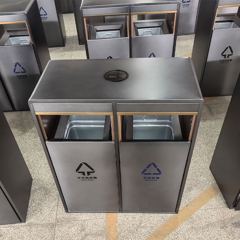 Stainless Steel Commercial Trash Can with Floor Slide - Arlau