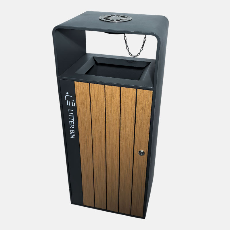 Durable Plastic Wood Outdoor Trash Can - Eco Friendly - yalau