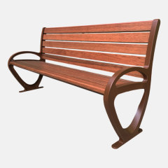 Cast Aluminum Garden Bench with Backrest - Modern Slat Design - Arlau