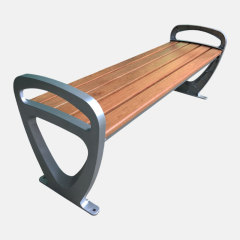 Garden Bench - Stainless Steel Frame with Curved Armrests - Arlau