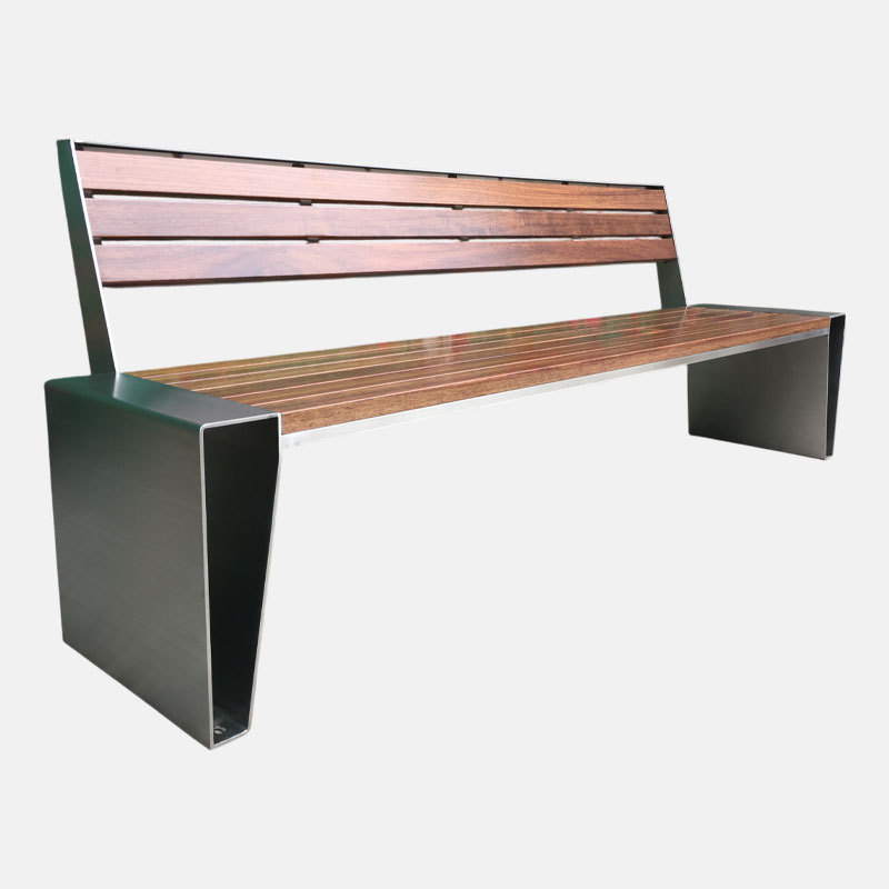 Outdoor Bench with Backrest Durable Stainless Steel Garden Bench