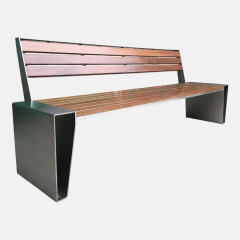 Outdoor Bench with Backrest Durable Stainless Steel Garden Bench
