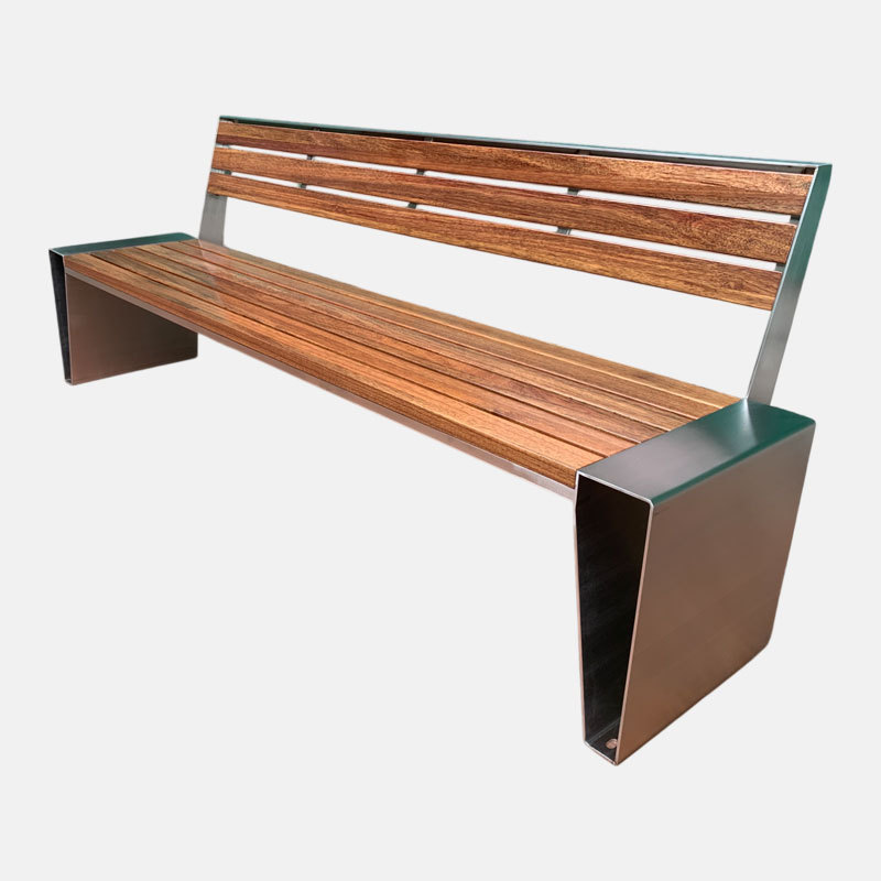 Outdoor Bench with Backrest Durable Stainless Steel Garden Bench