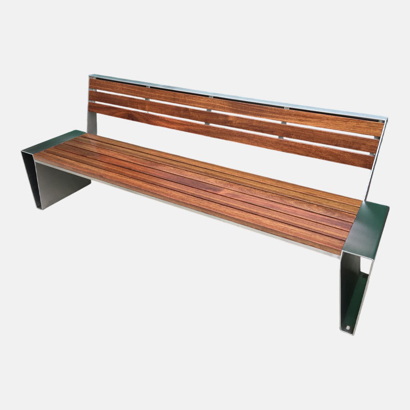 Outdoor Bench with Backrest Durable Stainless Steel Garden Bench