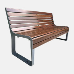 Garden Bench with Backrest - Cast Aluminum and PS Plastic Wood - Arlau