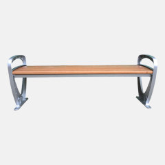 Garden Bench - Stainless Steel Frame with Curved Armrests - Arlau