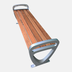 Garden Bench - Stainless Steel Frame with Curved Armrests - Arlau