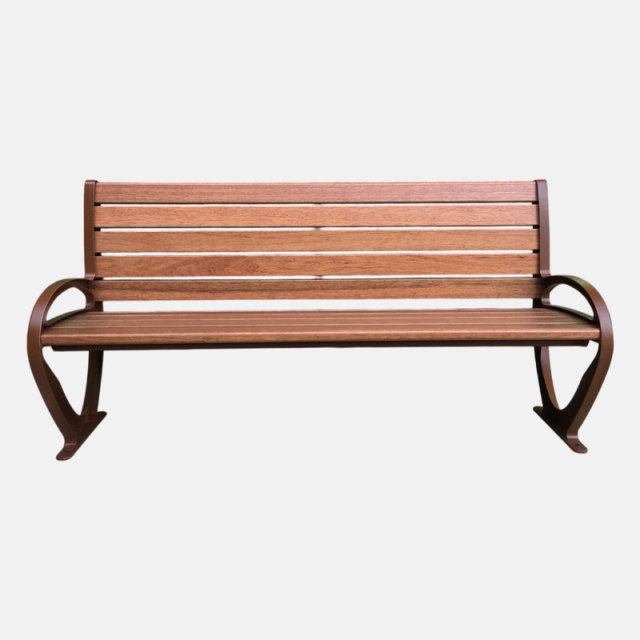 Cast Aluminum Garden Bench with Backrest - Modern Slat Design - Arlau