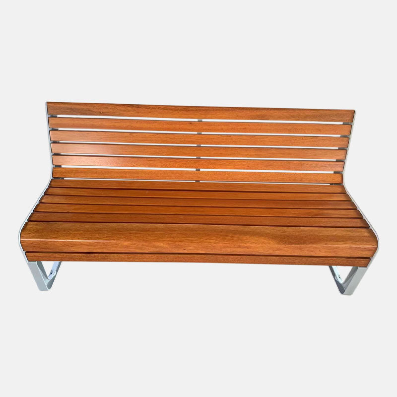 Garden Bench with Backrest - Cast Aluminum and PS Plastic Wood - Arlau