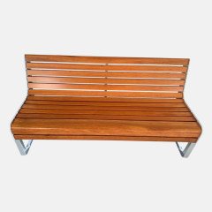 Garden Bench with Backrest - Cast Aluminum and PS Plastic Wood - Arlau