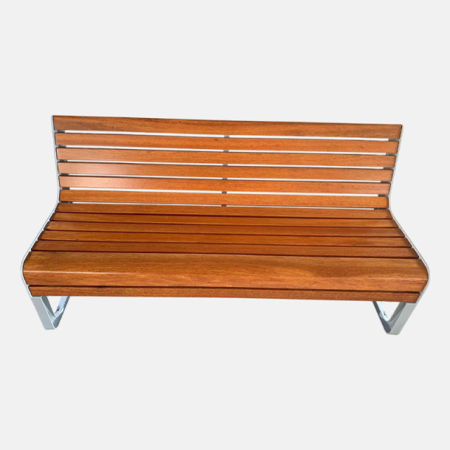 Garden Bench with Backrest - Cast Aluminum and PS Plastic Wood - Arlau