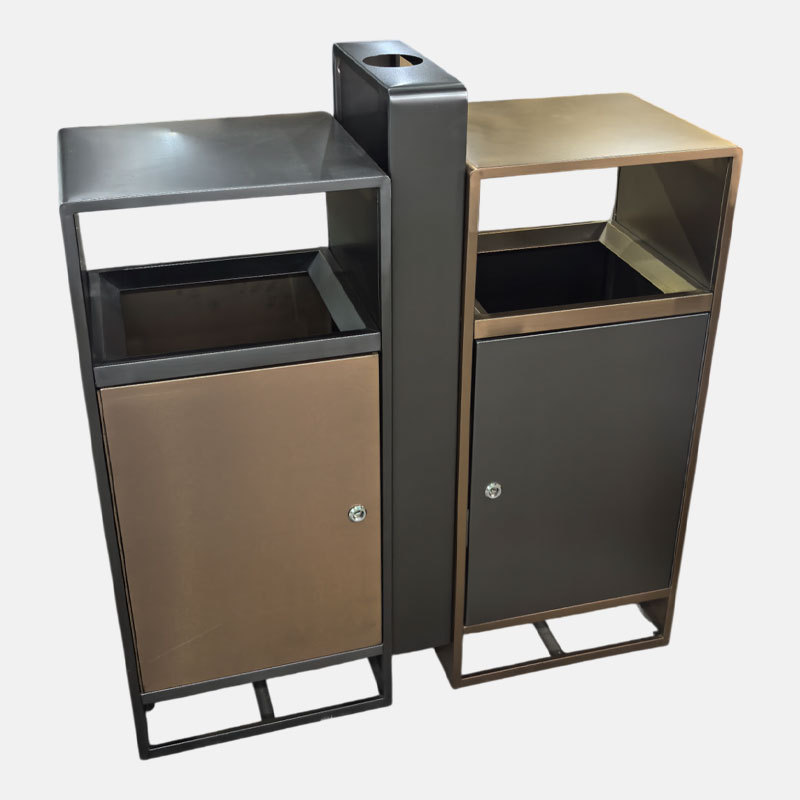 Outdoor Recycling Bin - Stainless Steel Public Trash Can