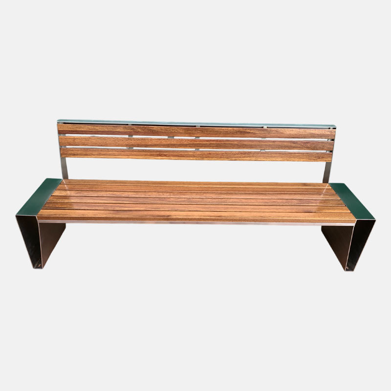 Outdoor Bench with Backrest Durable Stainless Steel Garden Bench