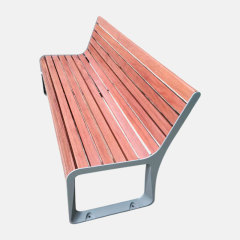 Garden Bench with Backrest - Cast Aluminum and PS Plastic Wood - Arlau