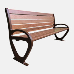 Cast Aluminum Garden Bench with Backrest - Modern Slat Design - Arlau