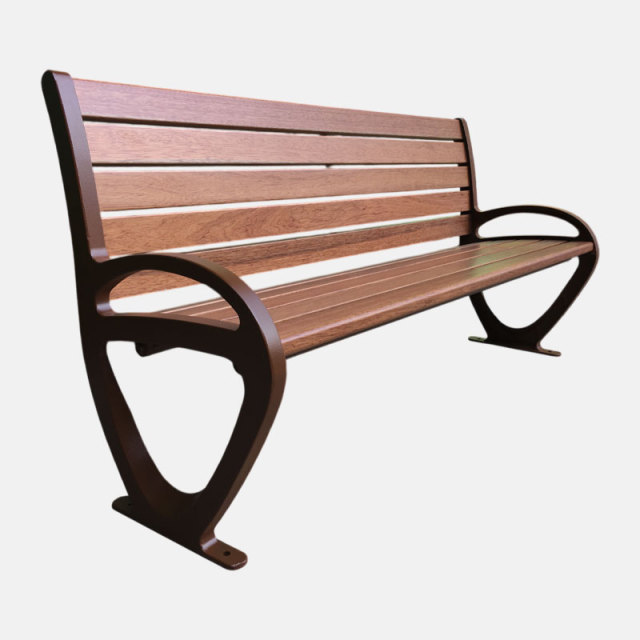 Cast Aluminum Garden Bench with Backrest - Modern Slat Design - Arlau