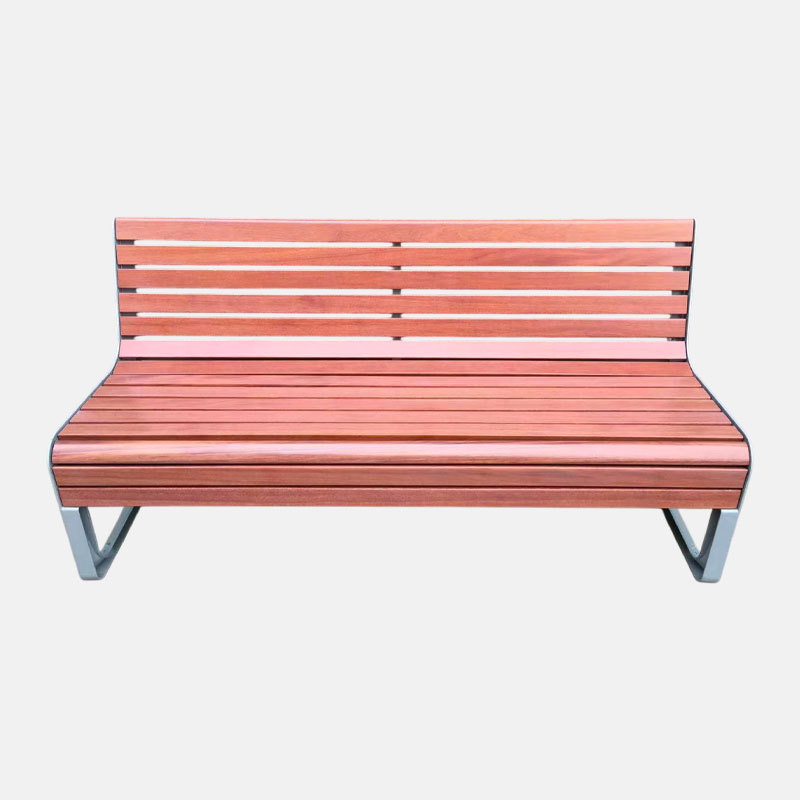 Garden Bench with Backrest - Cast Aluminum and PS Plastic Wood - Arlau