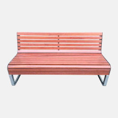 Garden Bench with Backrest - Cast Aluminum and PS Plastic Wood - Arlau