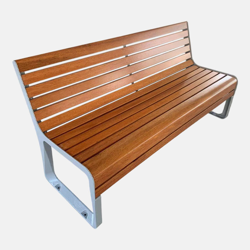 Garden Bench with Backrest - Cast Aluminum and PS Plastic Wood - Arlau