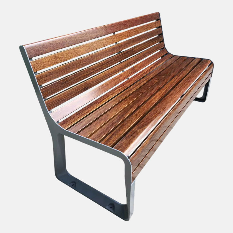 Garden Bench with Backrest - Cast Aluminum and PS Plastic Wood - Arlau