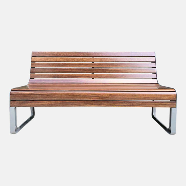 Garden Bench with Backrest - Cast Aluminum and PS Plastic Wood - Arlau