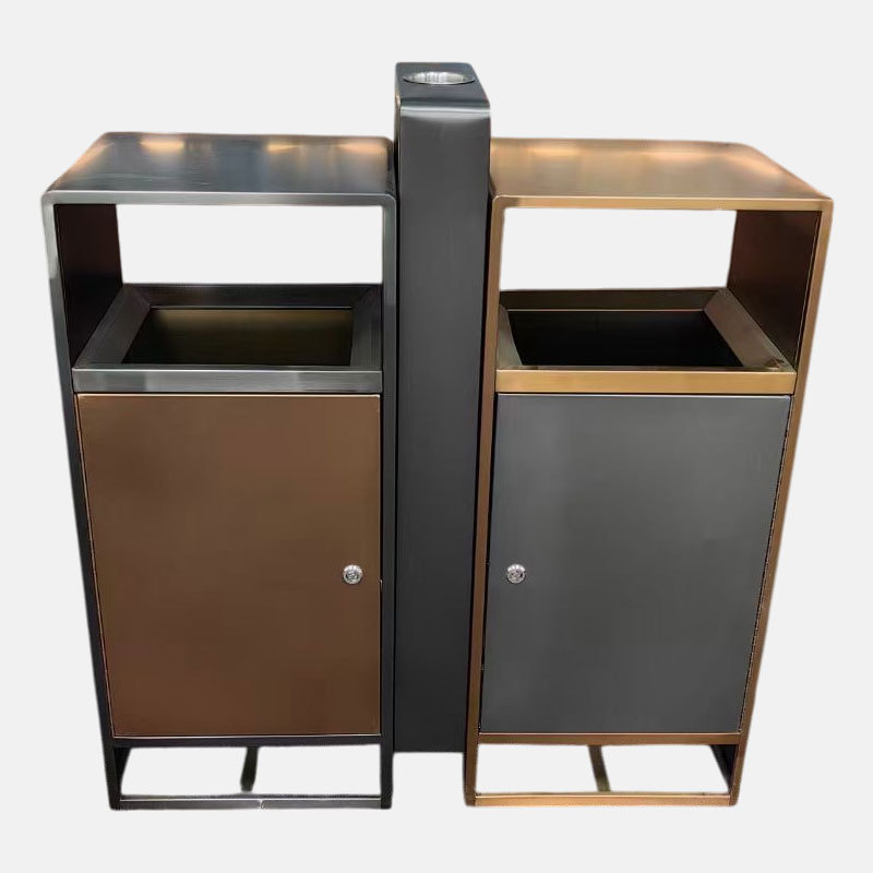 Outdoor Recycling Bin - Stainless Steel Public Trash Can