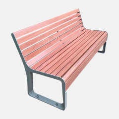 Garden Bench with Backrest - Cast Aluminum and PS Plastic Wood - Arlau