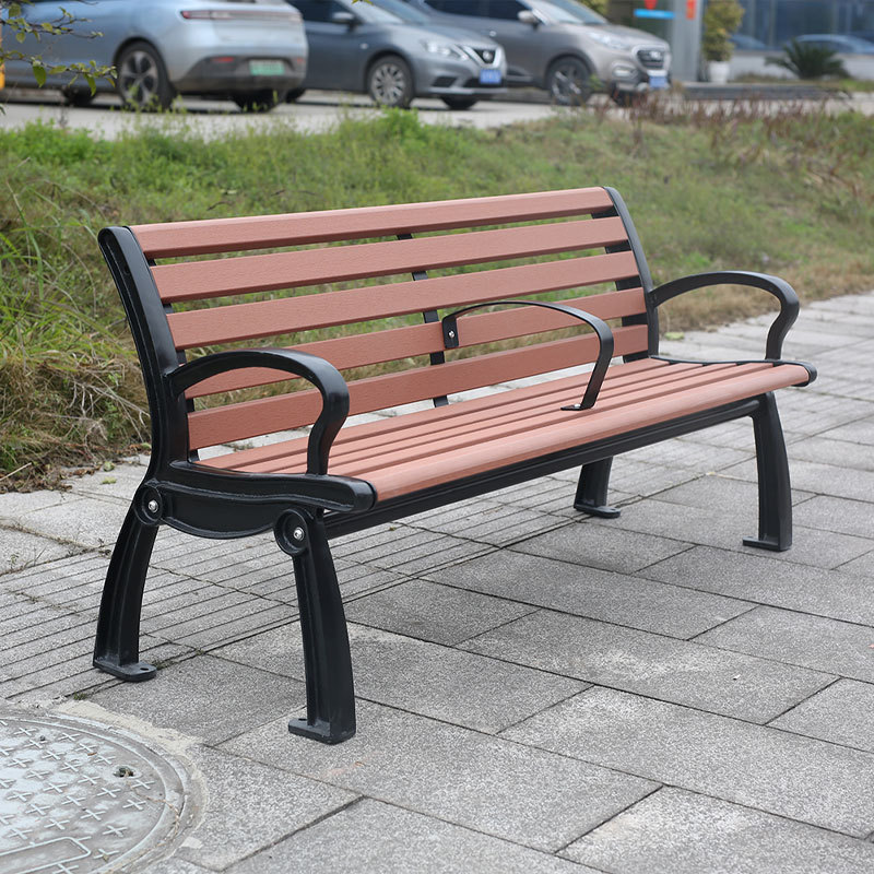 Outdoor Garden Bench Weatherproof Cast Iron Frame 2-Seater