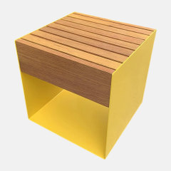 Outdoor Cube Bench - Compact Weatherproof Design with Wooden Seat