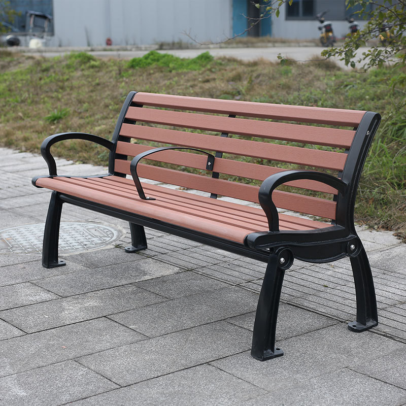 Outdoor Garden Bench Weatherproof Cast Iron Frame 2-Seater