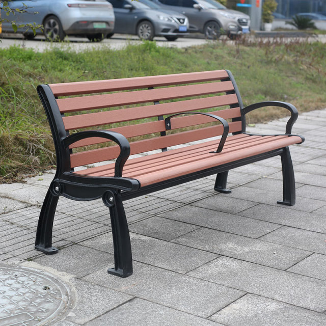 Outdoor Garden Bench Weatherproof Cast Iron Frame 2-Seater