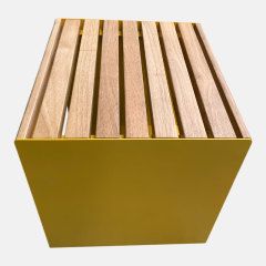 Outdoor Cube Bench - Compact Weatherproof Design with Wooden Seat