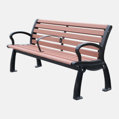 Outdoor Garden Bench Weatherproof Cast Iron Frame 2-Seater