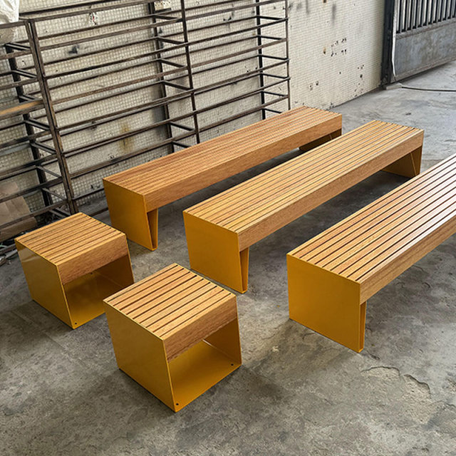 Outdoor Cube Bench - Compact Weatherproof Design with Wooden Seat