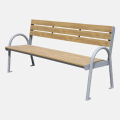 Powder-Coated Steel Garden Bench with Backrest - Durable Plastic Wood