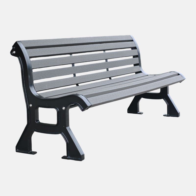 8-Foot Composite Park Bench - Gray Iron and Cast Iron