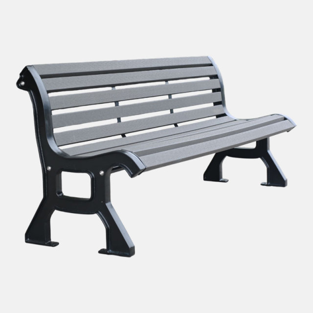 8-Foot Composite Park Bench - Gray Iron and Cast Iron